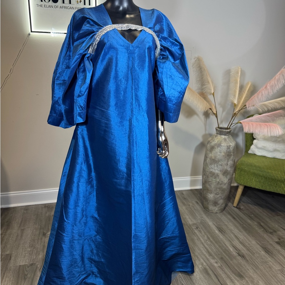 Amina Elegant Blue Maxi Kaftan Dress